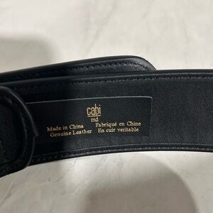 CAbi Black Leather Women’s Belt with Gold Hardware